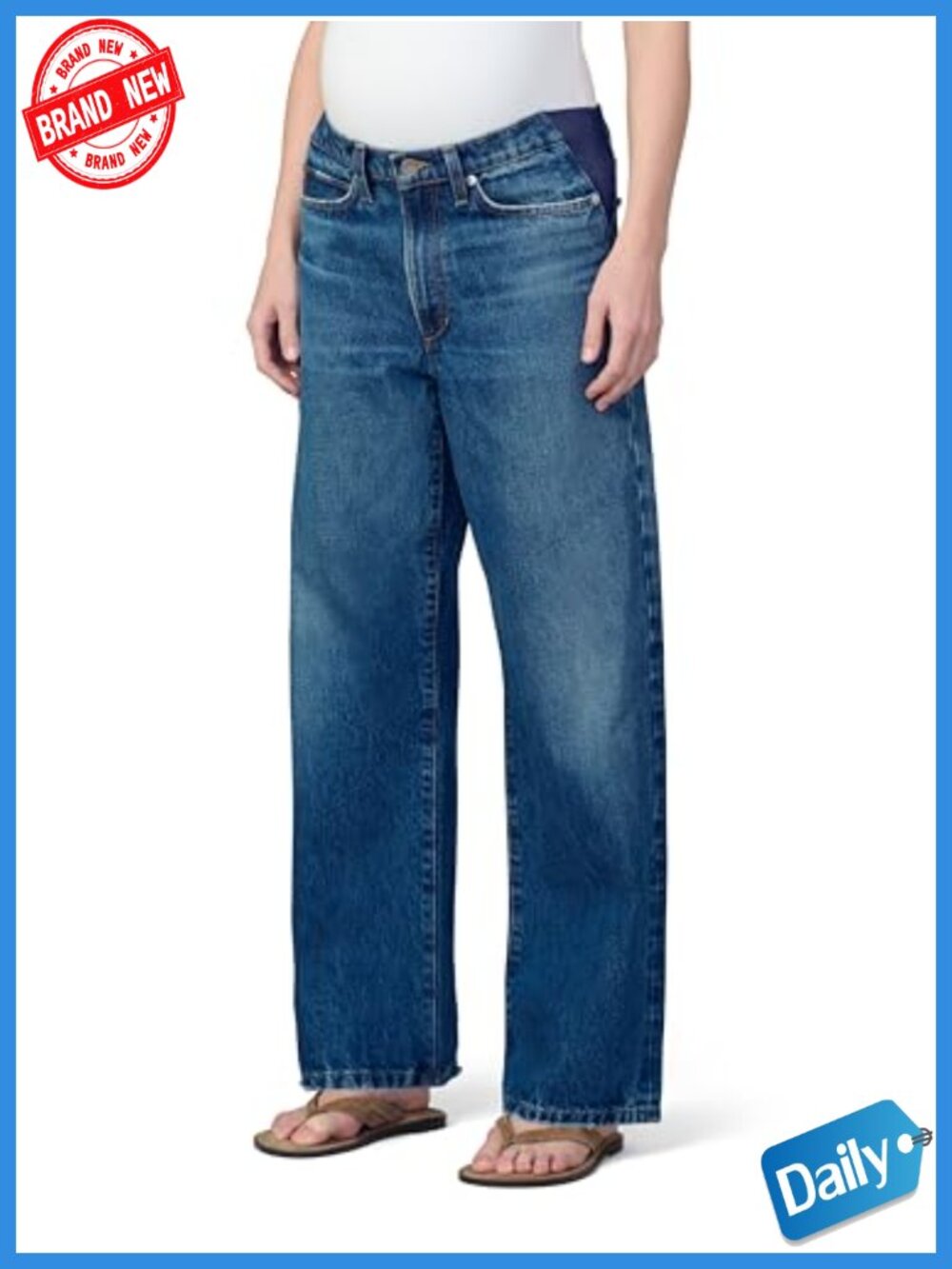 Maternity Straight Leg Jeans Oversized Relaxed Fit Cotton Denim Pants
